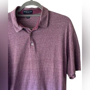 Peter Millar Men's Polo Shirt‎ Burgundy Heather Short Sleeve Size L Golf Casual